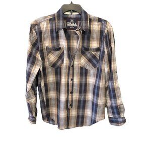 Drill Clothing Company NYC Men’s Size Medium Blue Plaid Long Sleeve